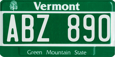 VT license plate ABZ890
