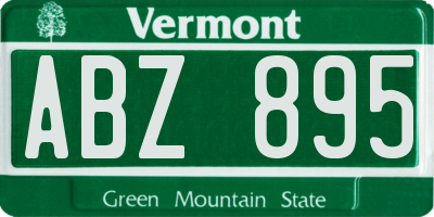 VT license plate ABZ895