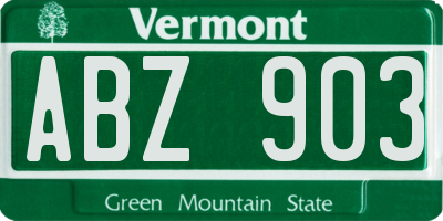 VT license plate ABZ903