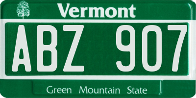 VT license plate ABZ907
