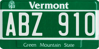 VT license plate ABZ910