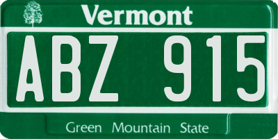 VT license plate ABZ915