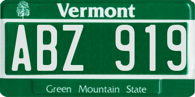 VT license plate ABZ919