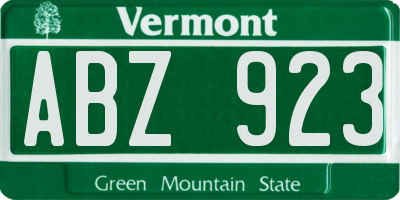 VT license plate ABZ923