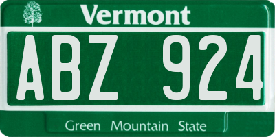VT license plate ABZ924