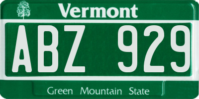 VT license plate ABZ929
