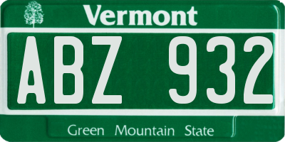 VT license plate ABZ932