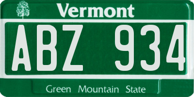 VT license plate ABZ934