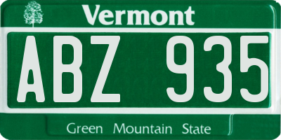 VT license plate ABZ935