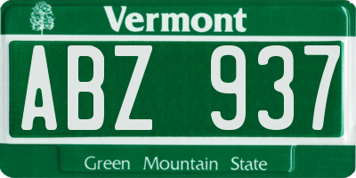VT license plate ABZ937