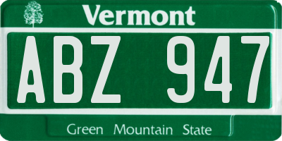 VT license plate ABZ947