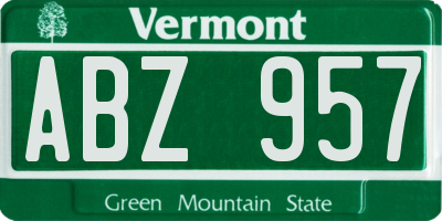 VT license plate ABZ957