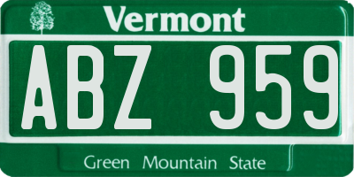 VT license plate ABZ959