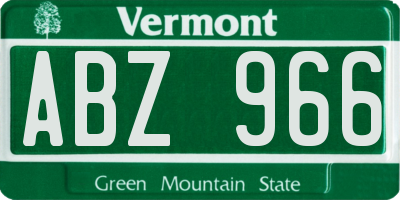 VT license plate ABZ966