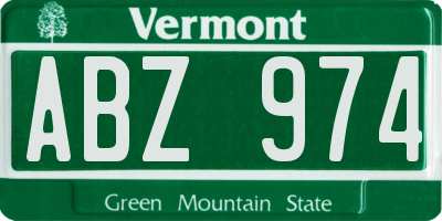 VT license plate ABZ974