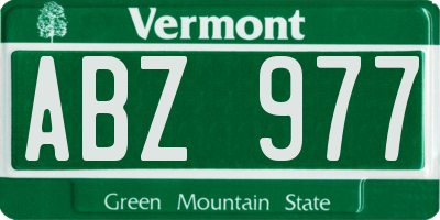 VT license plate ABZ977