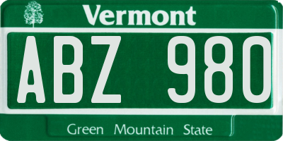 VT license plate ABZ980
