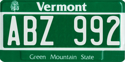 VT license plate ABZ992