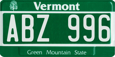VT license plate ABZ996