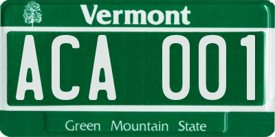 VT license plate ACA001