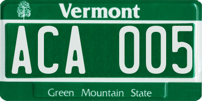 VT license plate ACA005