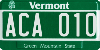 VT license plate ACA010