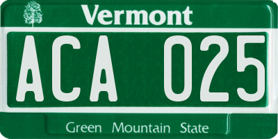 VT license plate ACA025