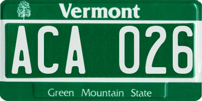 VT license plate ACA026
