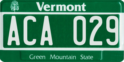 VT license plate ACA029