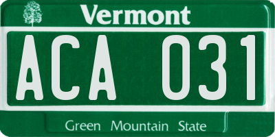 VT license plate ACA031