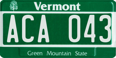 VT license plate ACA043