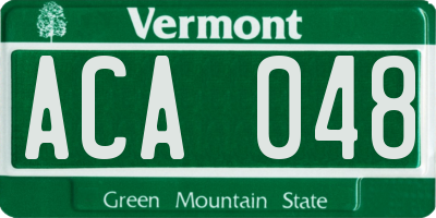 VT license plate ACA048