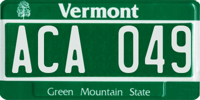 VT license plate ACA049
