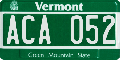 VT license plate ACA052