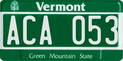 VT license plate ACA053