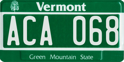VT license plate ACA068