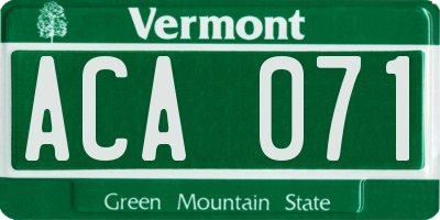 VT license plate ACA071