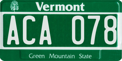 VT license plate ACA078