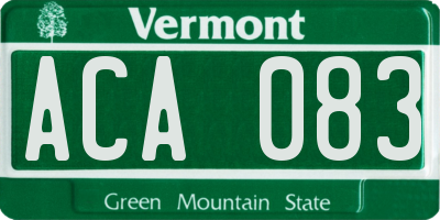 VT license plate ACA083