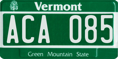 VT license plate ACA085