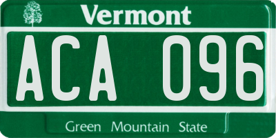 VT license plate ACA096