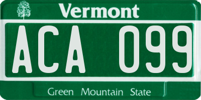VT license plate ACA099