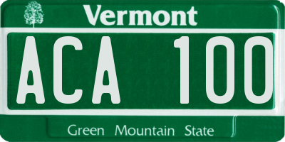 VT license plate ACA100