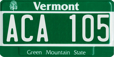 VT license plate ACA105
