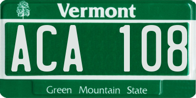 VT license plate ACA108