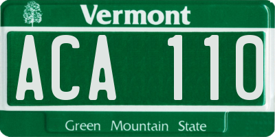 VT license plate ACA110