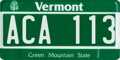 VT license plate ACA113