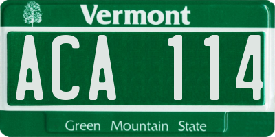 VT license plate ACA114