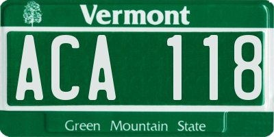 VT license plate ACA118