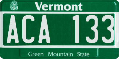 VT license plate ACA133